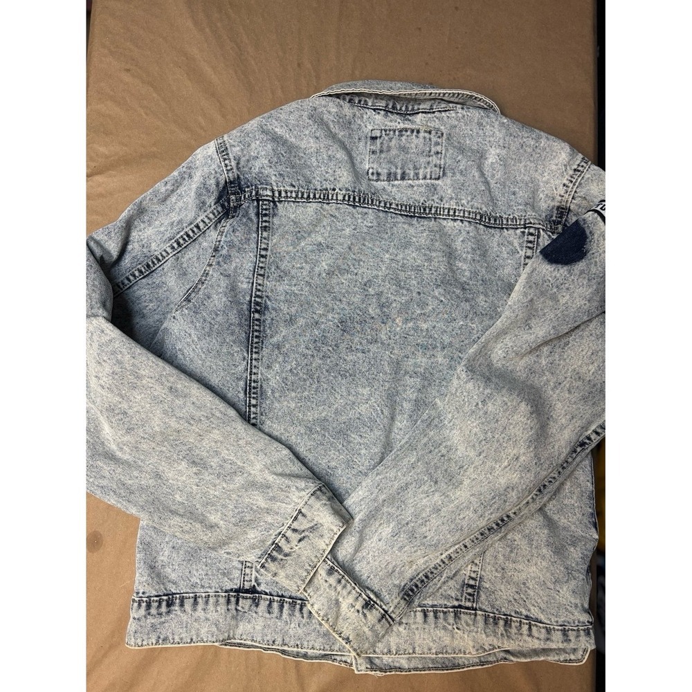 Men's Cotton-On Light Blue Stonewash Faded Trucker Jean Jacket Sz Medium - Picture 6 of 10